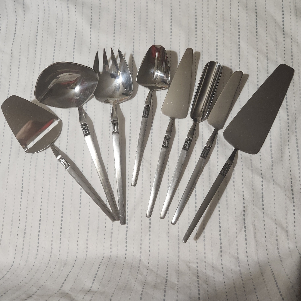 Vintage Arthur Salm Flatware Classic Mid-Century Stainless Japan‎ 8 Piece Sturdy